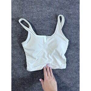 Lulu Lemon Cropped Top Size 4 Cream With White Trim